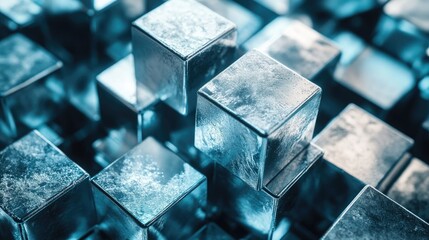 Close-up of lithium metal blocks, emphasizing their role as key materials for battery manufacturing.