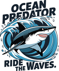 Wall Mural - Ocean Predator Concept Shark T-Shirt Design