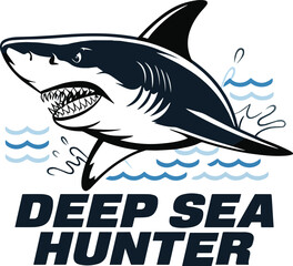 Wall Mural - Deep Sea Hunter Concept Shark T-Shirt Design