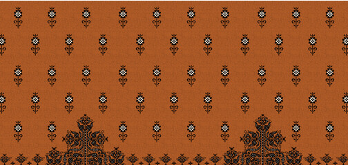 Wall Mural - Digital Pattern for Textile Design Featuring an ethnic style with a botiancal flower and ornament and a geometric motif