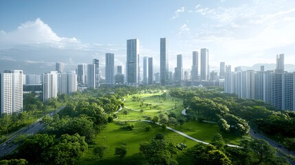 Poster - A vibrant green cityscape driven by renewable energy sources like solar wind and hydroelectric power with a seamless of advanced digital security interfaces protecting the critical infrastructure
