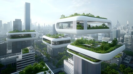 Aufkleber - Eco friendly Futuristic City Powered by Clean Energy and Featuring Advanced Digital Security Systems Ensuring Protection and Efficiency Across the Smart Infrastructure