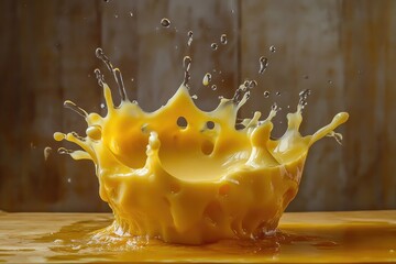 Poster - Yellow Liquid Splashing and Forming a Crown Shape