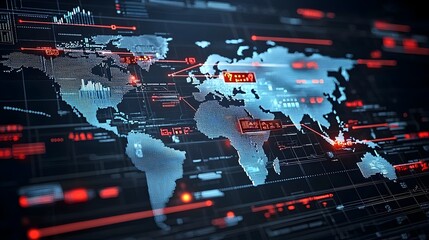Poster - Dynamic Forex Market Concept Featuring Glowing Arrows on a World Map Overlay with Business Charts and Financial Data Visualization Representing Currency Exchange and Global Economic Trends