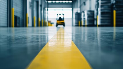 Poster - The warehouse floor has yellow markings