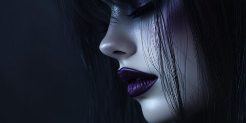 Creative Halloween Beauty Makeup With Dark Cosmetic Theme