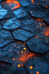 Leinwandbilder - In blue and orange, there is a hexagonal pattern on the background