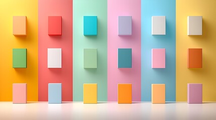 Aufkleber - Collection of 3D geometric prism shapes arranged on a vibrant gradient background perfect for social media cover designs flyer templates presentations and other creative projects