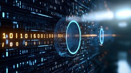Leinwandbilder - Seamless digital waves and glowing particles transitioning on a dark abstract background symbolizing modern technological advancements and the of data systems