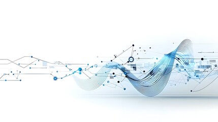 Leinwandbilder - Glowing blue digital waves moving across a dark and white background representing the dynamic flow of futuristic technology and data