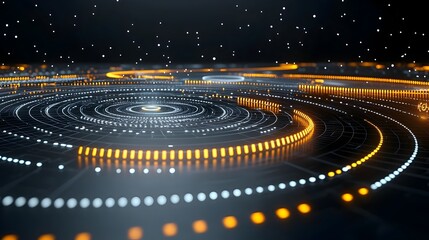 Aufkleber - Captivating display of glowing dynamic particle patterns that represent the interconnectivity and computational power of generative technology  An abstract