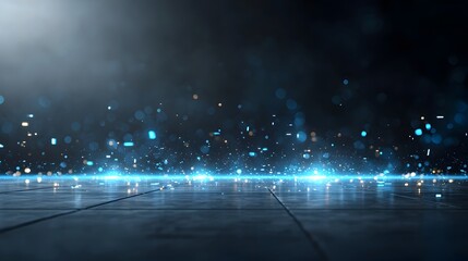 Fototapete - Ethereal glowing digital particles smoothly flowing across a dark abstract background symbolizing the dynamic innovative nature of advanced technology digital connectivity and generative systems