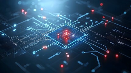 Poster - Glowing particles flowing across a dark background illustrating the concept of digital connectivity and futuristic data flow