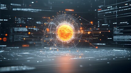 Leinwandbilder - Glowing abstract particles moving in fluid interconnected motion over a dark background representing the and dynamics of connectivity and generative systems