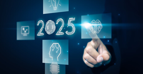 2025 new year future business tech company development innovation creative idea artificial intellige