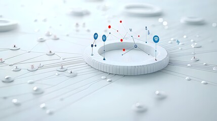 Leinwandbilder - Smooth dynamic particles flowing and glowing across a minimalist futuristic white background representing the seamless connectivity and innovative power of generative technology