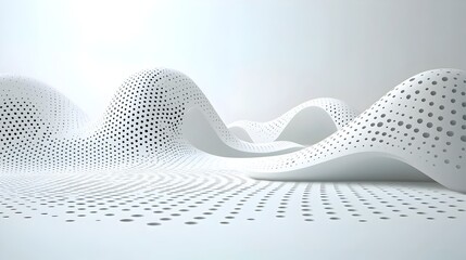 Leinwandbilder - Glowing particles flowing in rhythmic mesmerizing patterns over a sleek abstract white futuristic background