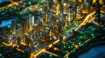 Smart city concept with digital infrastructure using data analysis, AI generated images