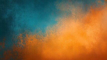 Poster - Abstract background with contrasting orange and teal hues blended seamlessly, featuring a subtle dust texture overlay. The design includes soft gradations and textured layers, creating depth and warmt