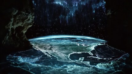 Wall Mural - planet earth in a virtual room 21