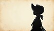 © Lyudmila - Silhouette of woman in vintage bonnet on aged parchment background