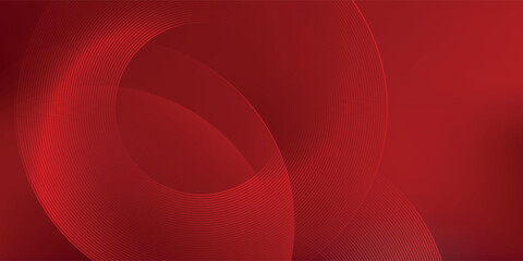 Abstract red background with glowing curve lines. Modern shiny red gradient geometric circle lines pattern. Futuristic concept.