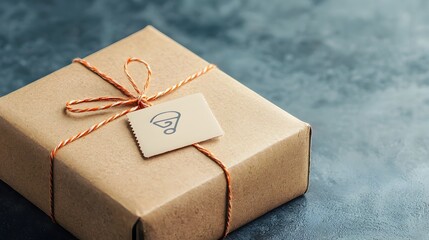 Fototapete - Close up of a cardboard parcel box or carton with a visible shipping label and tracking information on the top surface representing the logistics and transportation of goods and products