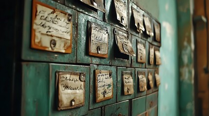 Poster - Handwritten Address Labels on Parcel Boxes Piled up in a Busy Postal Office for Shipping and Delivery Services