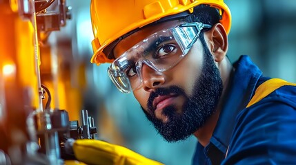 Leinwandbilder - Mechanical Engineer Closely Inspecting Production Lines and Equipment at Modern Manufacturing Plant to Ensure Efficient and Reliable