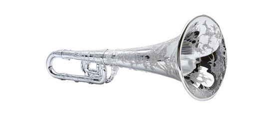 Silver vintage horn isolated on transparent background