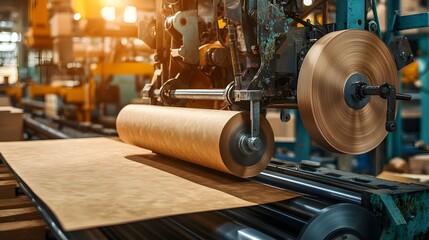 Leinwandbilder - High speed rollers efficiently feeding paper material into the packaging section of a modern industrial manufacturing facility