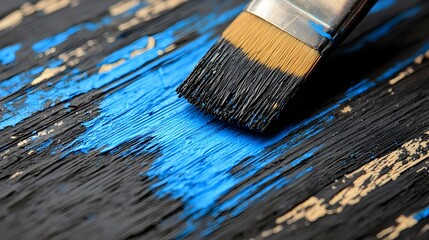 Poster - Mesmerizing abstract image featuring a dynamic gradient of striking blue dye streaking and swirling through a clean minimalist black background creating a visually captivating and elegant contrast