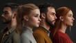© Johannes - Group of 5 different people in a row