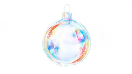Wall Mural - Christmas transparent isolated glass bauble. Luxury  golden PNG  Xmas and New Year design. Glossy holographic futuristic decoration element.