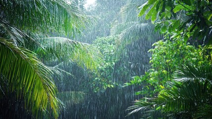 Tropical Rainfall in Lush Rainforest