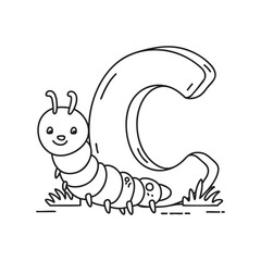 Wall Mural - Illustration of a caterpillar beside letter C