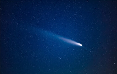 comet c2023a3 tsuchinshan atlas with milky way stars photographed from northern hemisphere in octobe