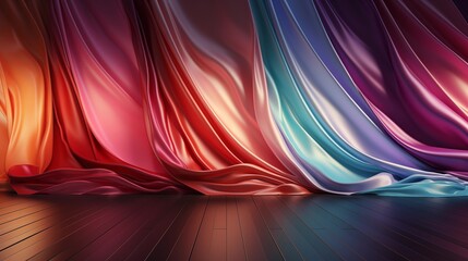 Wall Mural - fashionable draped background with colored fabrics, perfect for showcasing upscale products.