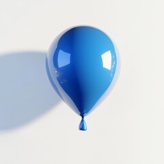 Wall Mural - A 3D render of a vibrant blue balloon floating in mid-air, with light reflecting off its glossy surface, against a clean white background
