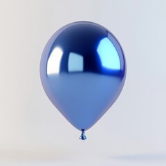 Wall Mural - A 3D render of a vibrant blue balloon floating in mid-air, with light reflecting off its glossy surface, against a clean white background