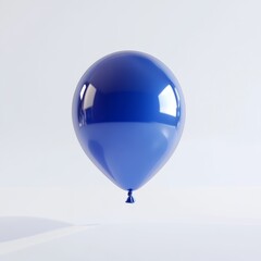 Wall Mural - A 3D render of a vibrant blue balloon floating in mid-air, with light reflecting off its glossy surface, against a clean white background