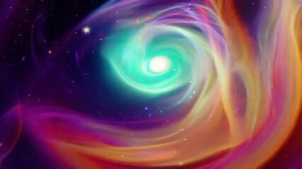 Wall Mural - Colorful nebulae with shining stars change hues, creating a mesmerizing display of vibrant colors in the cosmos
