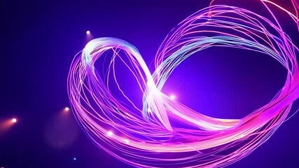 Wall Mural - Colorful light trails are moving and forming an abstract shape with a black or gradient background