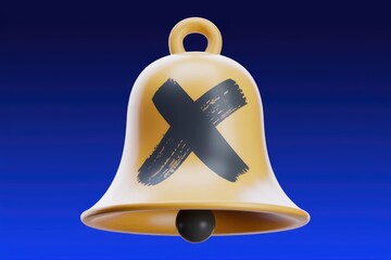 Aufkleber - A yellow bell with a black X across it  indicating a notification is silenced.