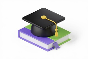 Aufkleber - A graduation cap sits atop a closed book  symbolizing education and achievement.