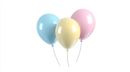 Wall Mural - a group of pastel-colored balloons including baby pink, soft blue, and light yellow, floating togeth