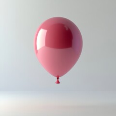 Wall Mural - a single glossy pink balloon floating mid-air, casting soft reflections, set against a clean white b