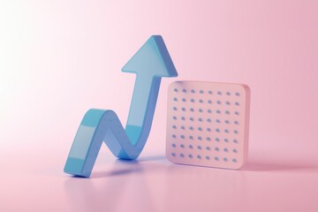 Aufkleber - Blue arrow and patterned square symbolize growth and potential.