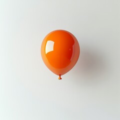 Wall Mural - a single orange balloon floating mid-air, its glossy surface reflecting soft light, set against a si