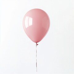 Wall Mural - a single pastel pink balloon floating in mid-air, isolated on a clean white background, creating a s